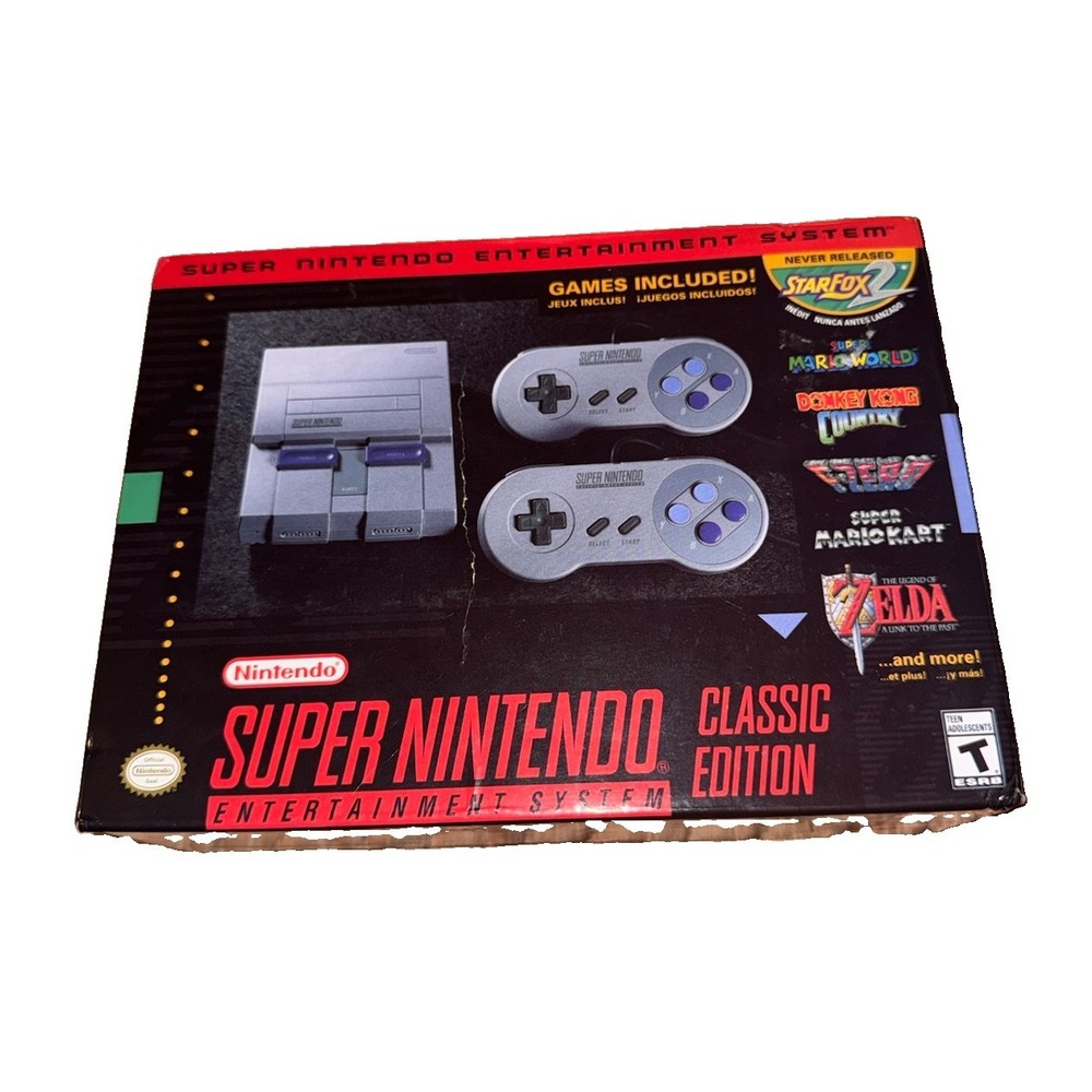 Authentic Nintendo SNES Super Nintendo Classic Edition With Box and All Cables